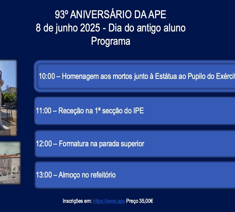 Almoço Dia do Antigo Aluno 93º aniversário APE | 8 de Junho 2025